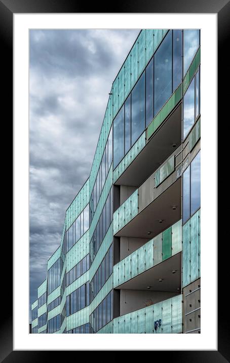 Malmo University Building with a Moody Sky Framed Mounted Print by Antony McAulay