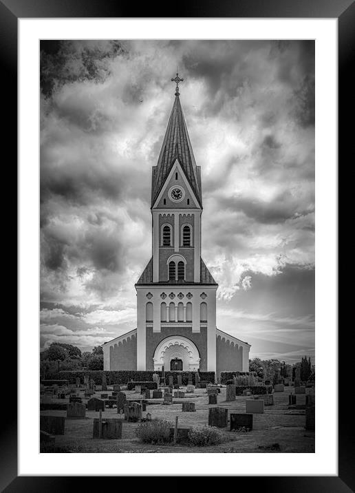 Brakne Hoby Church Mono Edit Framed Mounted Print by Antony McAulay