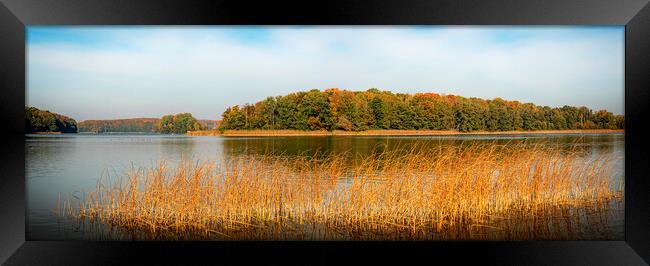 Autumn Lake Panorama Framed Print by Antony McAulay