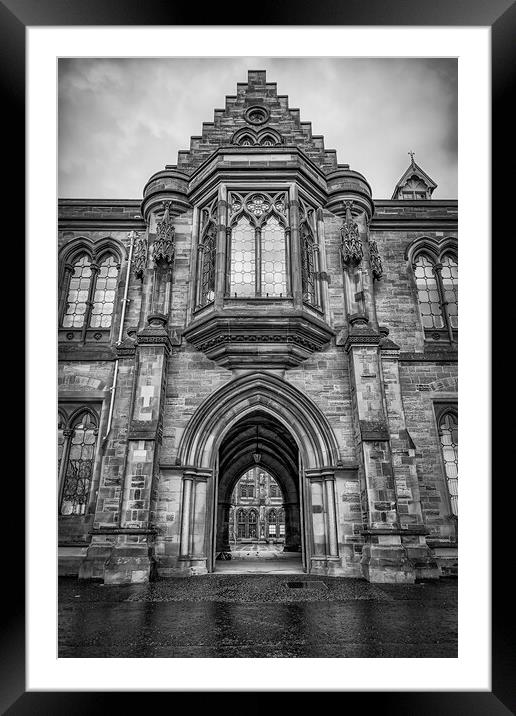 Glasgow University Cloisters view Through Archway Framed Mounted Print by Antony McAulay