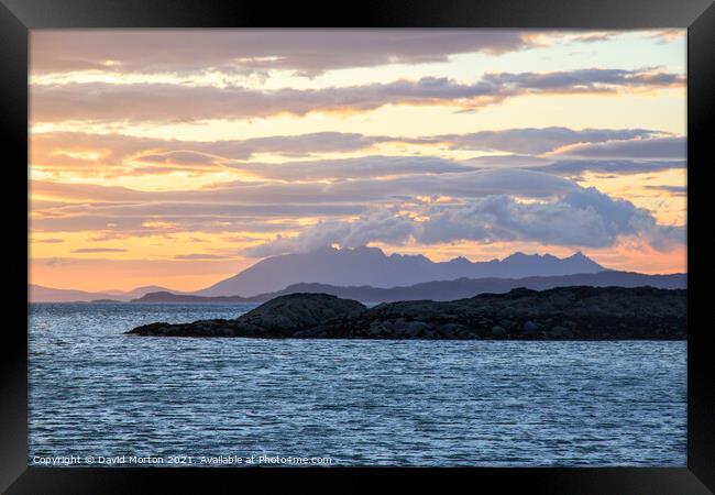 Cuillin Mountains Silhouetted at Sunset Framed Print by David Morton