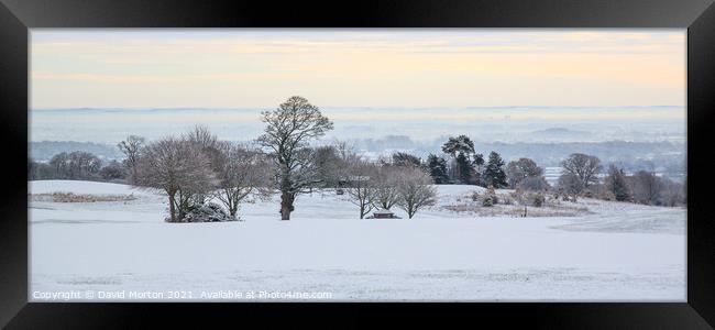 Wintery View Across the Cheshire Plain from Tarporley Framed Print by David Morton