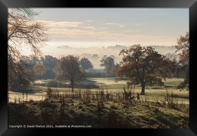 Autumn Mist on Tarporley Golf Course Framed Print by David Morton