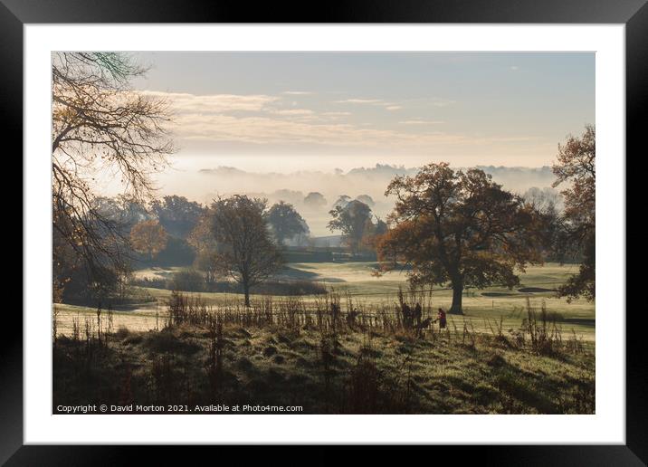 Autumn Mist on Tarporley Golf Course Framed Mounted Print by David Morton