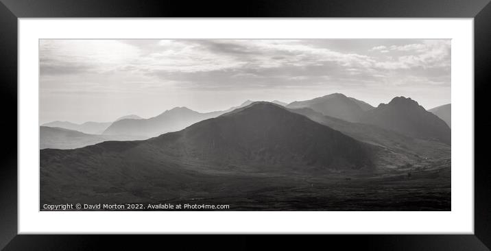 Snowdon Landscape in Black and White Framed Mounted Print by David Morton