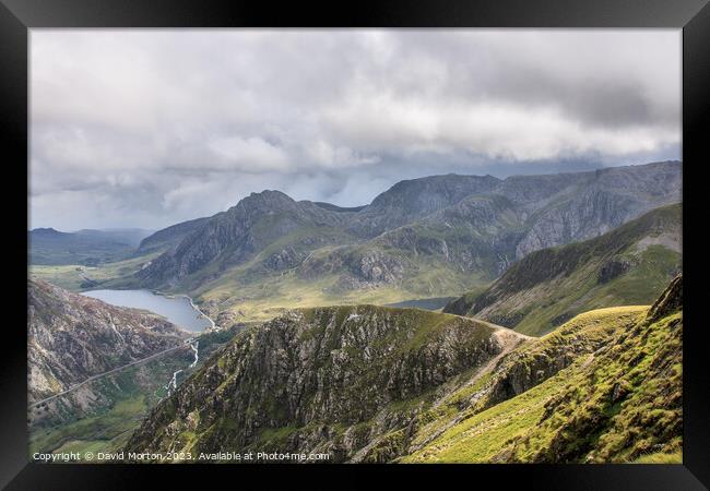 Tryfan and the Glyders in Snowdonia on a Moody Day Framed Print by David Morton