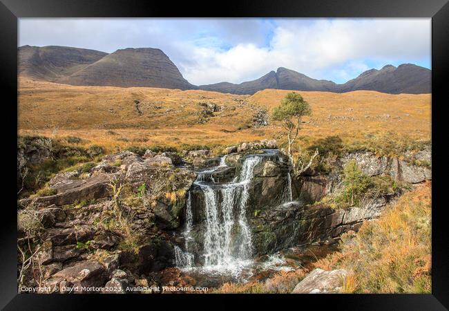 Waterfall in Coire MhicNobaill, Torridon. Framed Print by David Morton