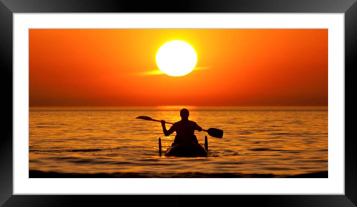 Sunset Kayaka Framed Mounted Print by David Morton