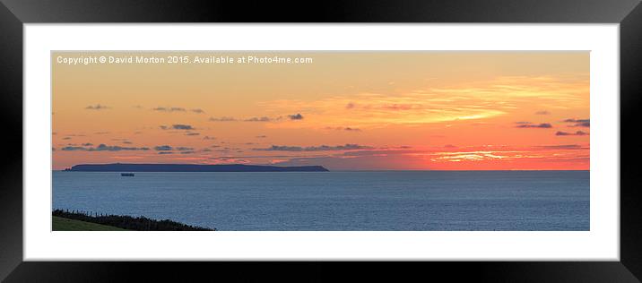  Lundy Island from Saunton Down at Sunset Framed Mounted Print by David Morton