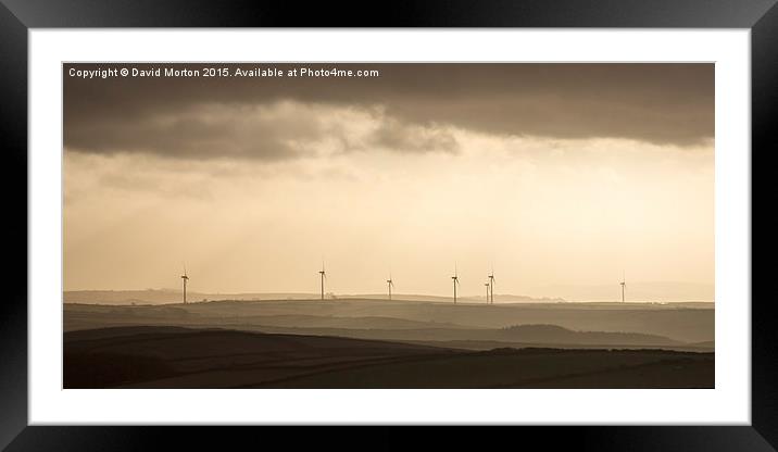  Fullabrook Windfarm Silhouetted Against the Morni Framed Mounted Print by David Morton
