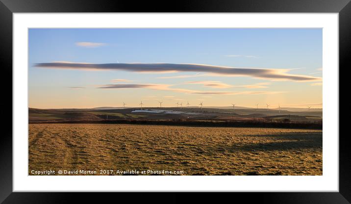 Fullabrook Wind Farm on a January Morning Framed Mounted Print by David Morton