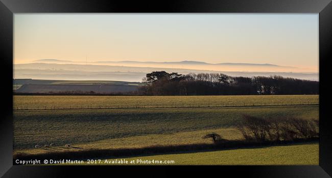 Dartmoor from North Devon on a January Morning Framed Print by David Morton