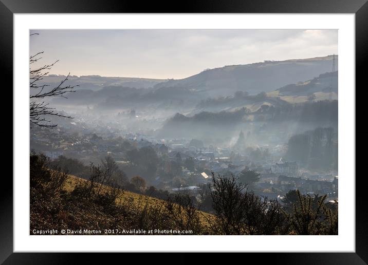 Coombe Martin on a Misty Morning Framed Mounted Print by David Morton