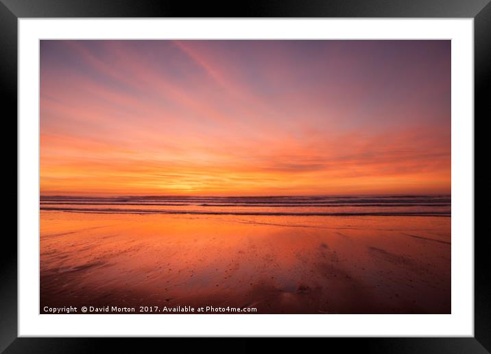 Sunset over Croyde Bay Framed Mounted Print by David Morton