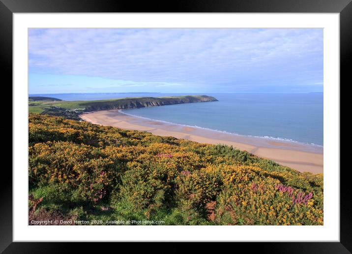 Baggy Point and Putsborough Beach from Woolacombe Down Framed Mounted Print by David Morton