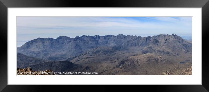 Panorama of the Black Cuillin Ridge from the Summit of Bla Bheinn Framed Mounted Print by David Morton