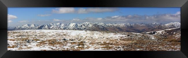 Panorama of Cluanie Forrest from Sgurr nan Conbhairean above Loch Cluanie Framed Print by David Morton