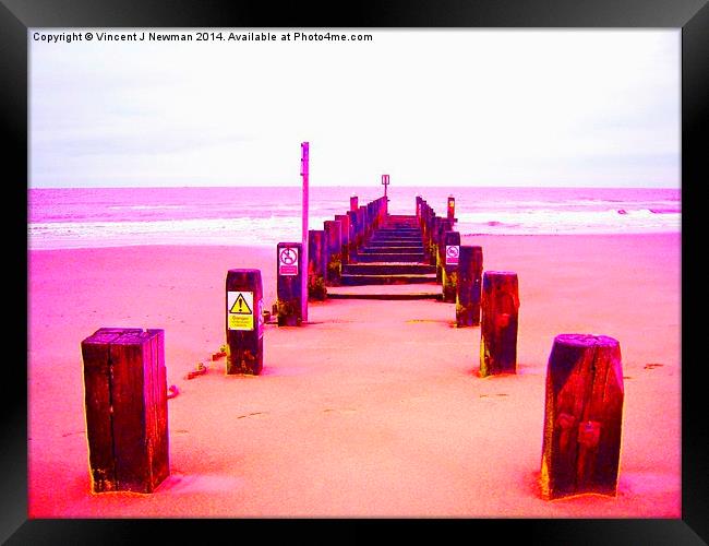 Out to Sea- Magenta Framed Print by Vincent J. Newman