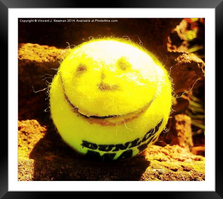 Smiling Tennis Ball- Unique Photography Framed Mounted Print by Vincent J. Newman