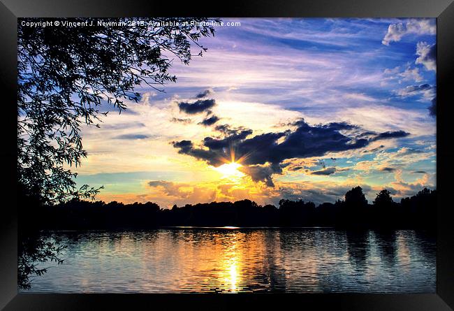   Sunset Over U.E.A Lake Framed Print by Vincent J. Newman