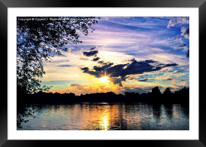   Sunset Over U.E.A Lake Framed Mounted Print by Vincent J. Newman