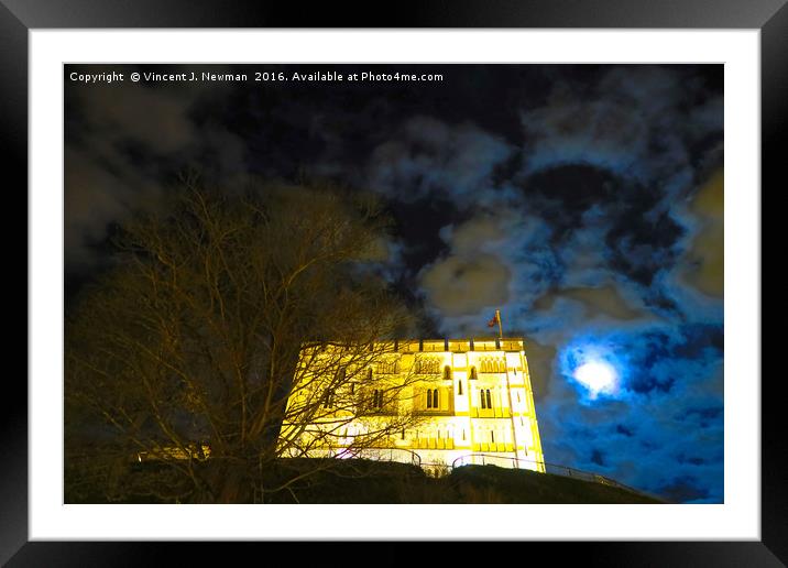 Norwich Castle Museum at Night, England Framed Mounted Print by Vincent J. Newman