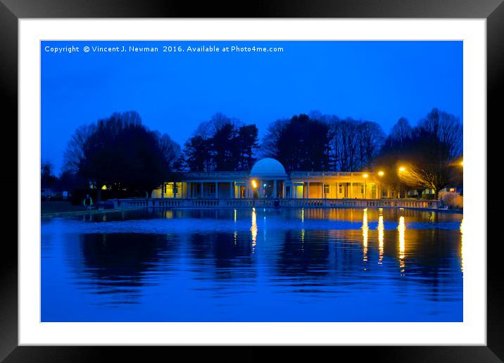 Eaton Park Lake at Dusk, Norwich, England Framed Mounted Print by Vincent J. Newman