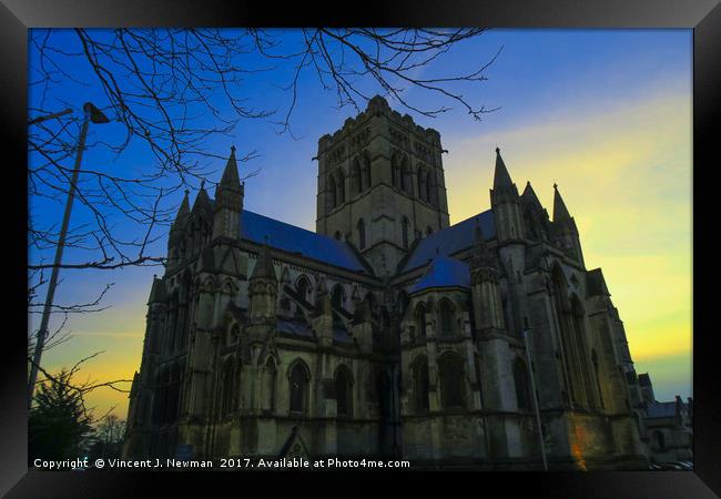 Cathedral of St John The Baptist at Dusk, Norwich, Framed Print by Vincent J. Newman