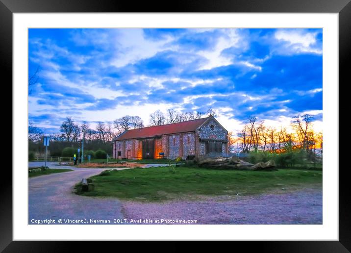 Whitlingham Visitor Centre at Sunset, U.K Framed Mounted Print by Vincent J. Newman