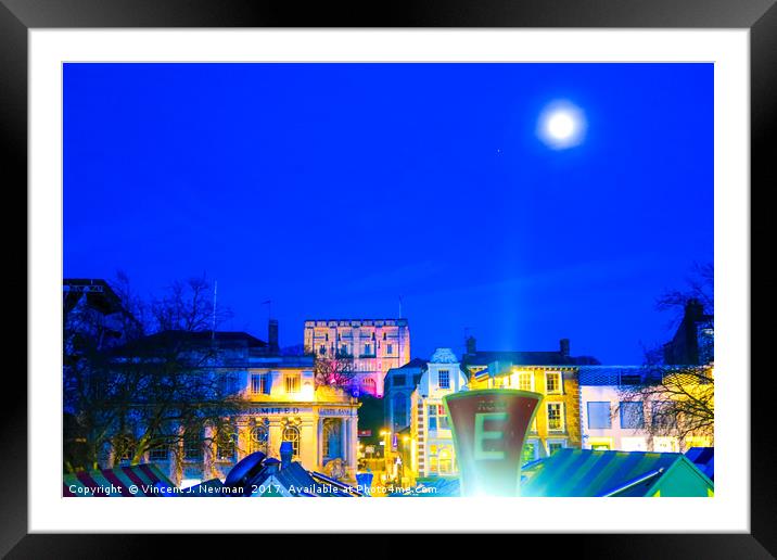 Full Moon Above Norwich Castle, U.K Framed Mounted Print by Vincent J. Newman