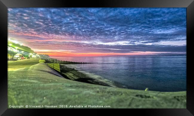 Cromer Beach at Sunset Framed Print by Vincent J. Newman