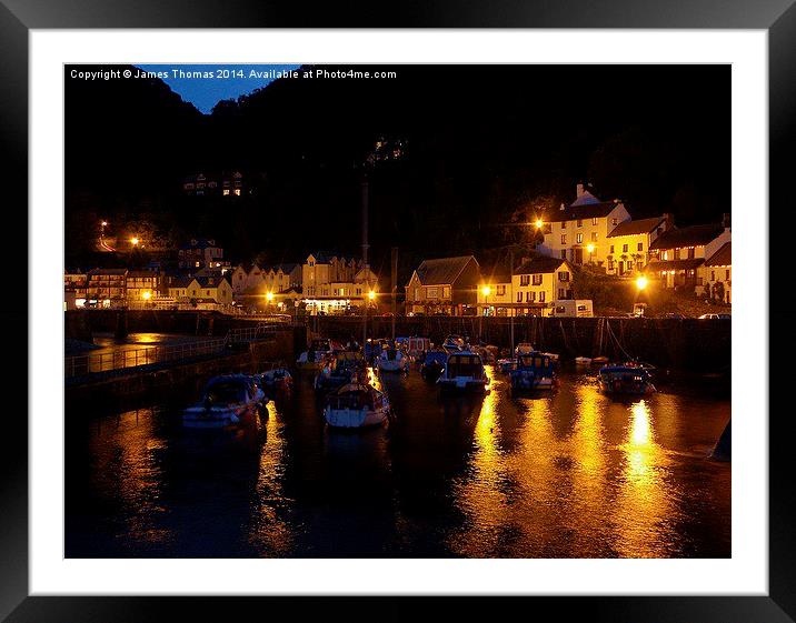 Lynmouth harbour at night Framed Mounted Print by James Thomas