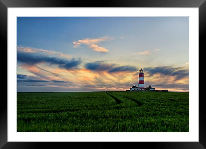 Happisburgh Lighthouse at Sunset Framed Mounted Print by Steve Hardiman