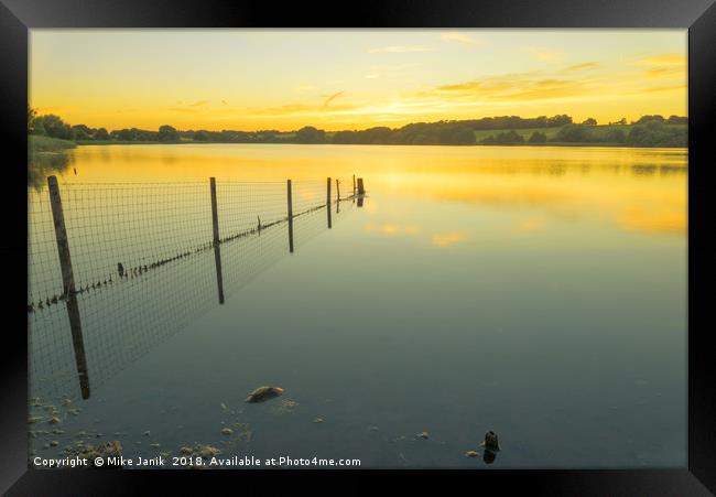 Sunset Over Pickmere Lake  Framed Print by Mike Janik