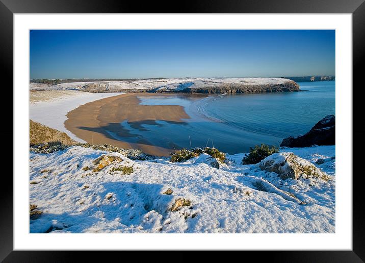 Broadhaven Snowscape Framed Mounted Print by Mark Robson