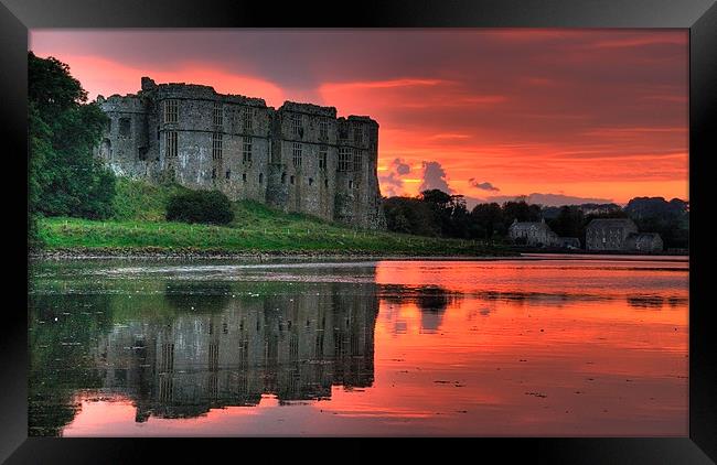 Carew Castle Sunset Framed Print by Mark Robson