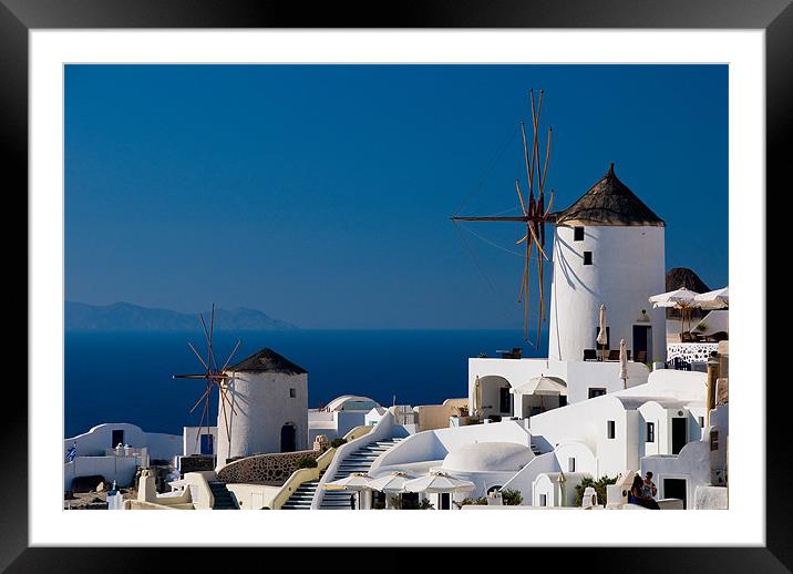 Windmills Of Oia Framed Mounted Print by Mark Robson