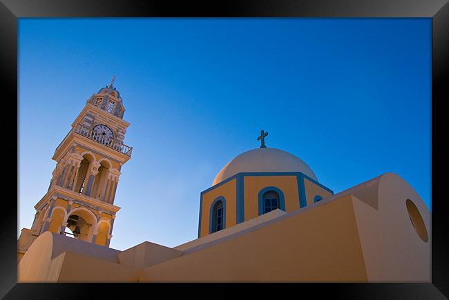 Catholic Cathedral In Fira Framed Print by Mark Robson