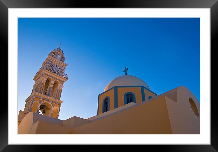 Catholic Cathedral In Fira Framed Mounted Print by Mark Robson