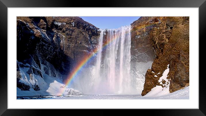 Skogafoss waterfall in Iceland. Framed Mounted Print by richard pereira