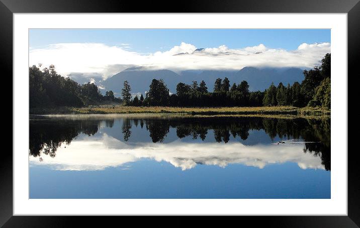 Lake Matheson New Zealand Framed Mounted Print by mike hudson