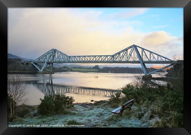Majestic Winter View of Connel Bridge Framed Print by Jane Braat