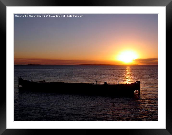 Rusty old boat sunset Framed Mounted Print by Gwion Healy