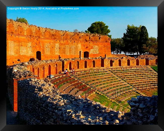 Amphitheatre Taormina Framed Print by Gwion Healy