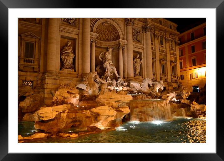 Trevi fountain by night Framed Mounted Print by James Condliffe