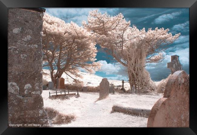 An Infrared shot in Zennor, Cornwall, England. Framed Print by Jim Ripley