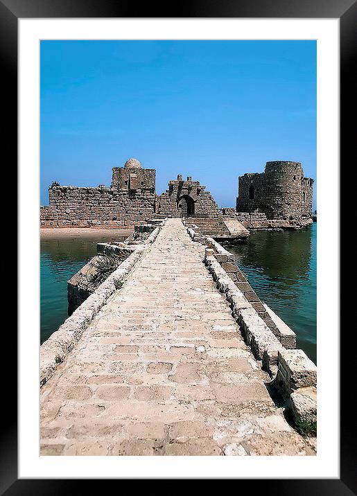 The Sea Castle, Sidon, Lebanon Framed Mounted Print by Jacqueline Burrell