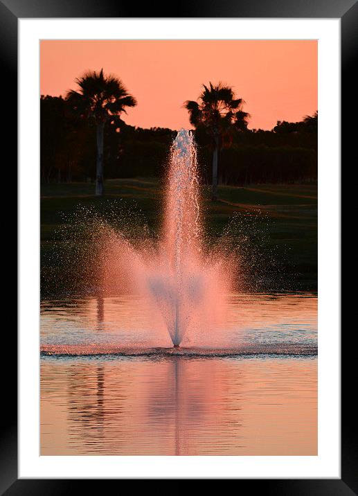 Sunset Pink Fountain Framed Mounted Print by Jacqueline Burrell