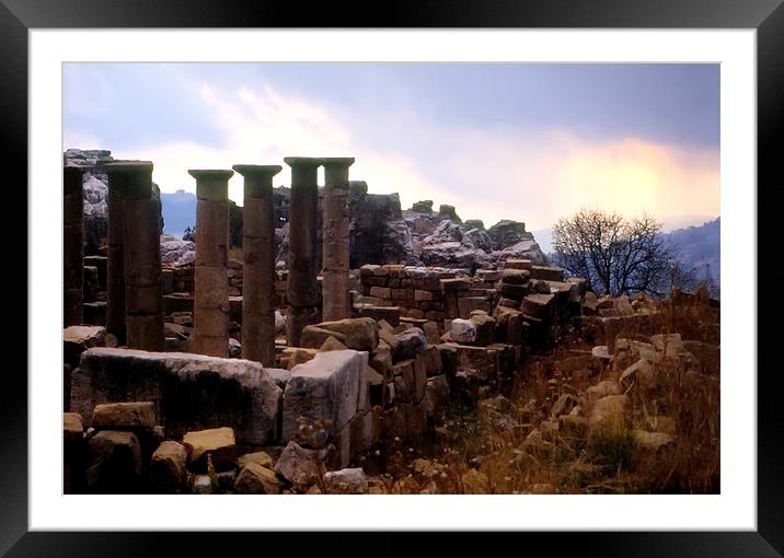 The Roman Temples of Faqra Framed Mounted Print by Jacqueline Burrell