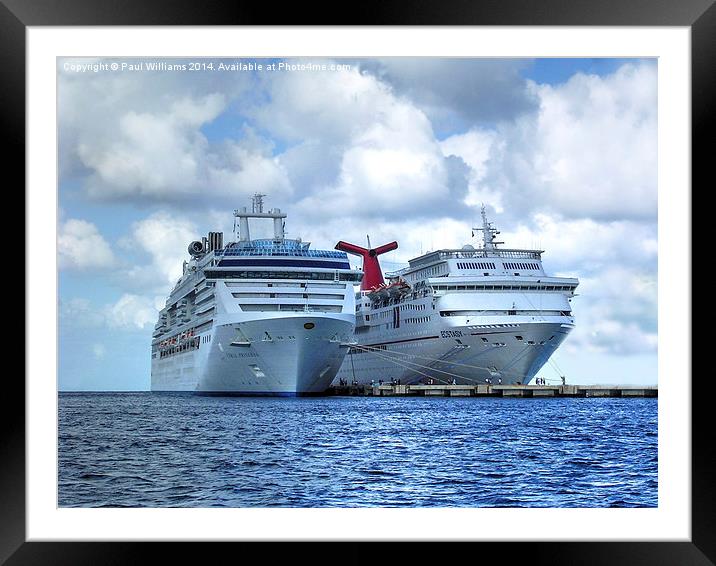 Cruise Liners at Cozumel Framed Mounted Print by Paul Williams